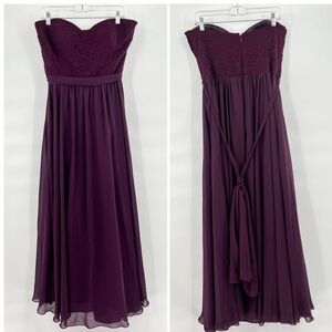 Mori Lee Madeline Gardner purple strapless dress size 8